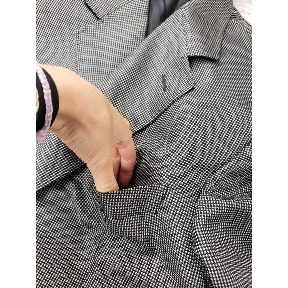 Canali Mens Micro Check Two Button Blazer Jacket Grey Black Checkered Pattern - Picture 5 of 16